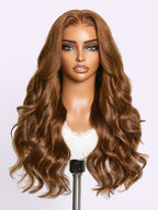 All Day Curl Hold Honey Chestnut Brown 180% Density Loose Wave 7x6 Closure HD Lace Glueless Wig Pre-Cut Lace