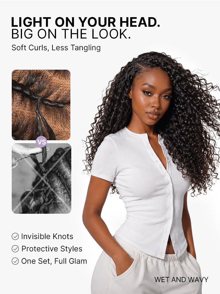 Miracle Knots Crochet Hair Burmese Curly | Wet and Wavy Water Wave | Kinky Straight for Boho Braids | Crochet Weaves | Fulani Braids | Twists Pre-Separated Lightweight Full & Soft Pre-Looped Human Hair Extensions Protective Style