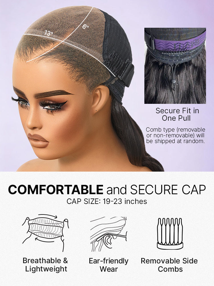 NatureMAX™ 200% Density Ombre Brown / Natural Black Loose Wave Glueless 13x6 HD Lace Front Shoulder Length Wig Pre-Cut Lace Flexi-Fit Drawstring Cap