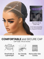 NatureMAX™ 200% Density Ombre Brown / Natural Black Loose Wave Glueless 13x6 HD Lace Front Shoulder Length Wig Pre-Cut Lace Flexi-Fit Drawstring Cap