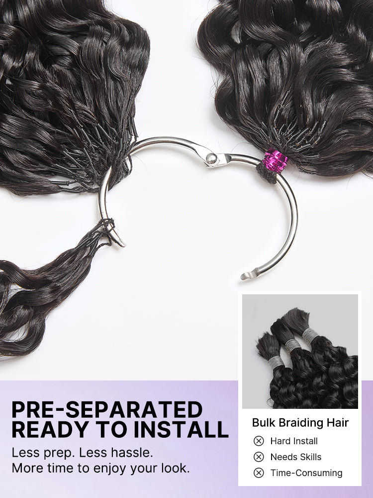 Miracle Knots Crochet Hair Wet and Wavy Water Wave | Kinky Straight for Boho Braids | Crochet Weaves | Fulani Braids | Twists Pre-Separated Lightweight Full & Soft Pre-Looped Human Hair Extensions Protective Style