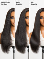 180% Density Light Kinky Straight Butterfly Cut Layered / Kinky Body Wave Glueless 7x6 Closure HD Lace Wig Pre-Cut Lace