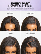 180% Density Light Kinky Straight Butterfly Cut Layered / Kinky Body Wave Glueless 7x6 Closure HD Lace Wig Pre-Cut Lace