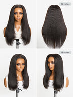 180% Density Light Kinky Straight Butterfly Cut Layered / Kinky Body Wave Glueless 7x6 Closure HD Lace Wig Pre-Cut Lace