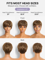 Throw On & Go Light Blonde Short Cut with Bangs Wig Ultra Comfort Skin-Like Soft Care Glueless Wig