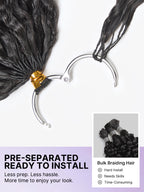 Miracle Knots Crochet Hair Kinky Straight for Boho Braids | Crochet Weaves | Fulani Braids | Twists Pre-Separated Lightweight Full & Soft Pre-Looped Human Hair Extensions Protective Style