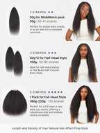 Miracle Knots Crochet Hair Kinky Straight for Boho Braids | Crochet Weaves | Fulani Braids | Twists Pre-Separated Lightweight Full & Soft Pre-Looped Human Hair Extensions Protective Style