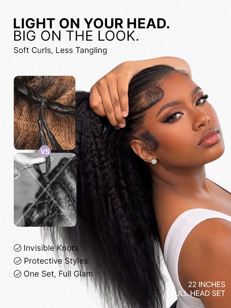 Miracle Knots Crochet Hair Kinky Straight for Boho Braids | Crochet Weaves | Fulani Braids | Twists Pre-Separated Lightweight Full & Soft Pre-Looped Human Hair Extensions Protective Style