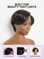Elegant Natural Black Layered Short Pixie Cut Minimalist HD Lace Wig Pre-cut Lace
