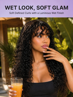Beginner Friendly 200% Density Kinky Curly with Bangs Glueless 5x5 Closure Pre-Cut Lace Wig All Head Sizes Fit Cap