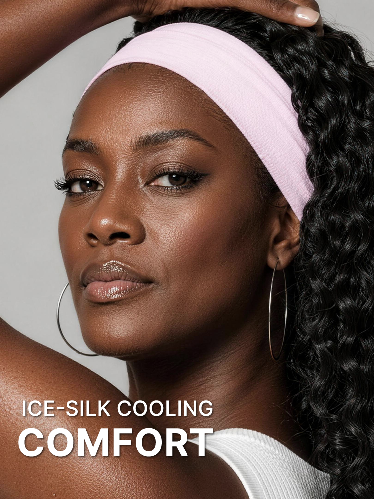 Beginner Friendly Water-Wave Wet and Wavy Headband Wig with Integrated Cooling Silk Headband. Effortless Wet-to-Dry Transformation (Get 2 Free Headbands)