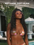 Beginner Friendly Water-Wave Wet and Wavy Headband Wig with Integrated Cooling Silk Headband. Effortless Wet-to-Dry Transformation (Get 2 Free Headbands)