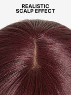 Put On and Go Reddish Purple Layered Cut Yaki Straight Minimalist Lace Bob Wig with Bangs All-Day Comfort Cap