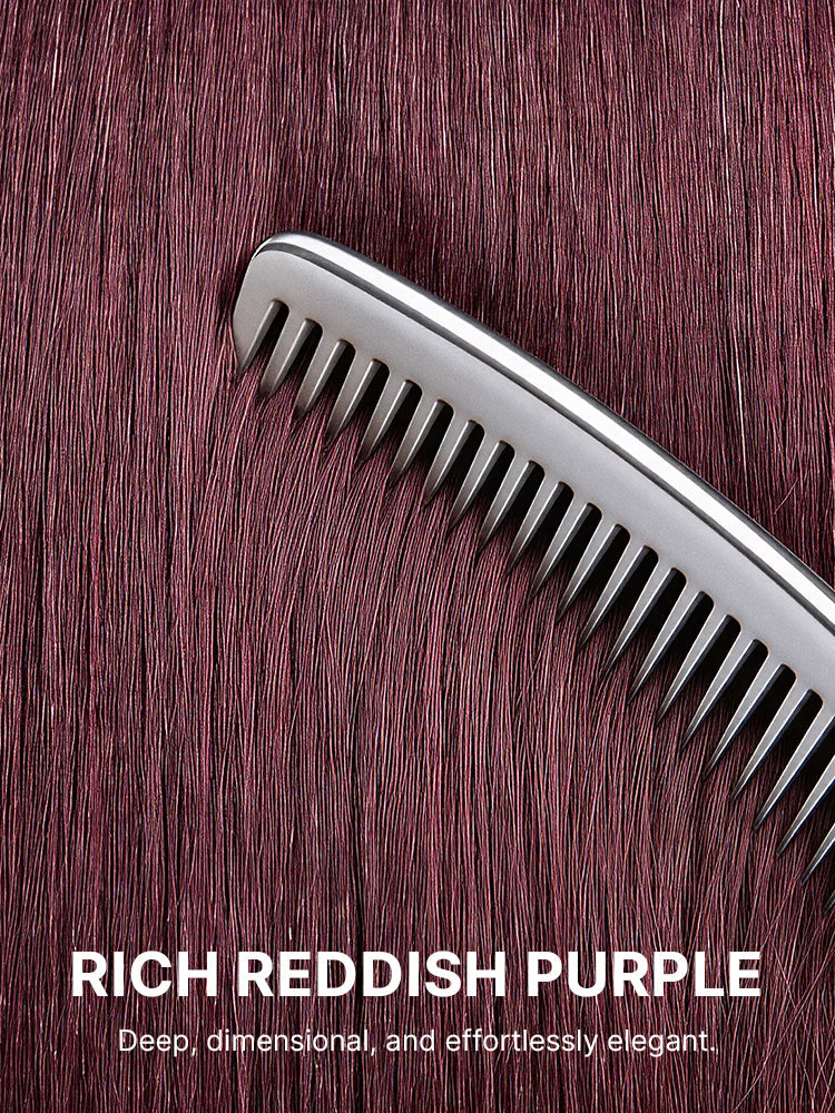 Reddish Purple Realistic Glueless Yaki Straight Bob with Bangs Minimalist Lace Bob Wig All-Day Comfort Cap