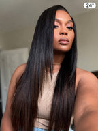 Luvme All-Day Comfort™ Wig 180% Density Ombre Brown Butterfly Cut Layered Light Yaki Straight Glueless 7x6 Closure HD Lace Human Hair Wig Pre-Cut Lace