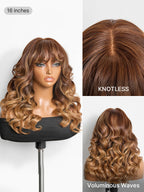 Luvme All-Day Comfort™ Wig 180% Density Ombre Blonde Highlight Loose Body Wave Glueless 7x6 Closure HD Lace Human Hair Wig with Bangs Pre-Cut Lace