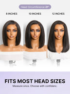 200% Density Natrual Black Yaki Straight Bob Glueless Minimalist Lace Wig Pre-cut Lace All-Day Comfort Cap