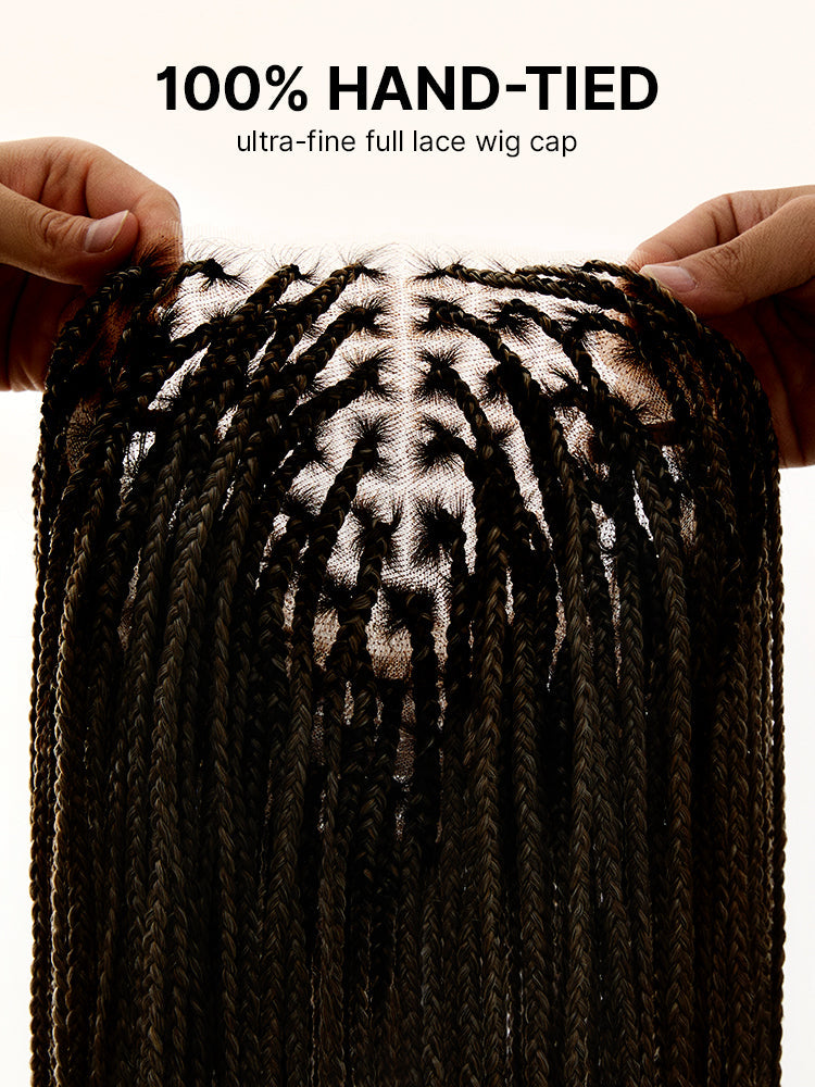 OwnScalp™ French Curl Knotless Boho Braids HD Full Lace Long Wig Flexi Fit Invisi Drawstring Cap - US Only