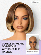 All-Day Comfort Honey Blonde Face-Framing Highlights Blow Out Layered Cut Glueless 5x5 Closure Lace Bob Wig Pre-cut Lace