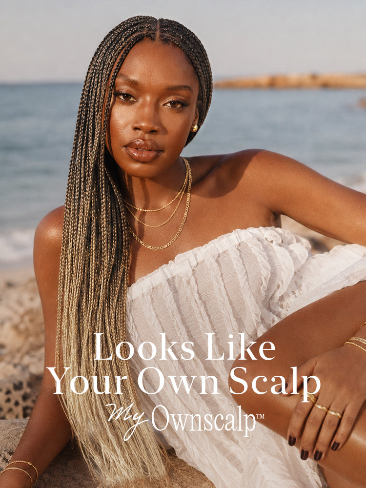 OwnScalp™ 613 Blonde / Natural Black Lightweight Salon-Like Braids with a Real Scalp Look Full HD Lace Knotless Box Braided Wig - US Only