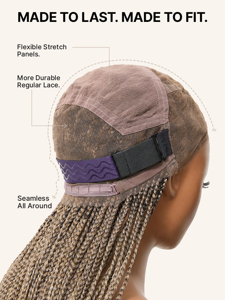 OwnScalp™ 613 Blonde / Natural Black Lightweight Salon-Like Braids with a Real Scalp Look Full HD Lace Knotless Box Braided Wig - US Only