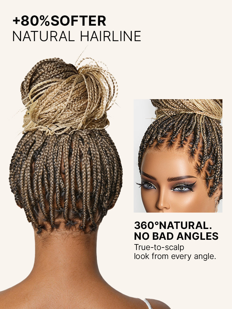 OwnScalp™ 613 Blonde / Natural Black Lightweight Salon-Like Braids with a Real Scalp Look Full HD Lace Knotless Box Braided Wig - US Only