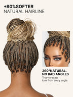 OwnScalp™ 613 Blonde / Natural Black Lightweight Salon-Like Braids with a Real Scalp Look Full HD Lace Knotless Box Braided Wig - US Only
