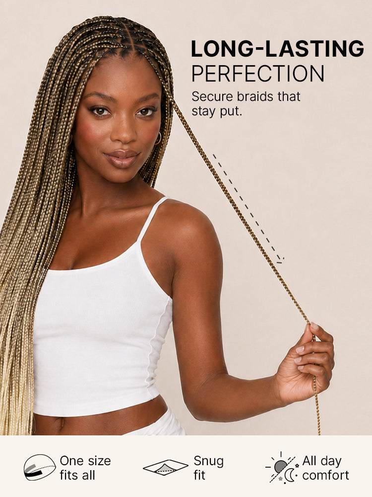 OwnScalp™ 613 Blonde / Natural Black Lightweight Salon-Like Braids with a Real Scalp Look Full HD Lace Knotless Box Braided Wig - US Only