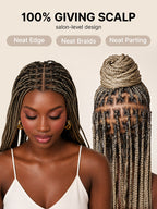 OwnScalp™ 613 Blonde / Natural Black Lightweight Salon-Like Braids with a Real Scalp Look Full HD Lace Knotless Box Braided Wig - US Only