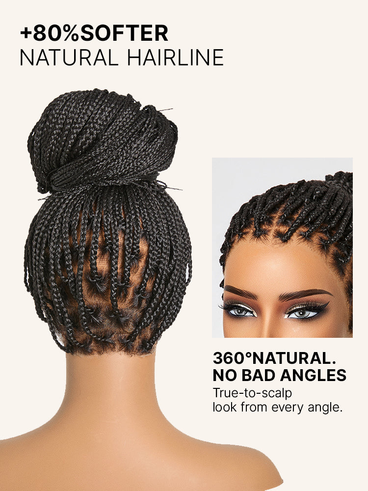 OwnScalp™ 613 Blonde / Natural Black Lightweight Salon-Like Braids with a Real Scalp Look Full HD Lace Knotless Box Braided Wig - US Only