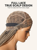 OwnScalp™ 613 Blonde / Natural Black Lightweight Salon-Like Braids with a Real Scalp Look Full HD Lace Knotless Box Braided Wig - US Only