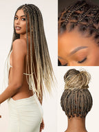 OwnScalp™ 613 Blonde / Natural Black Lightweight Salon-Like Braids with a Real Scalp Look Full HD Lace Knotless Box Braided Wig - US Only