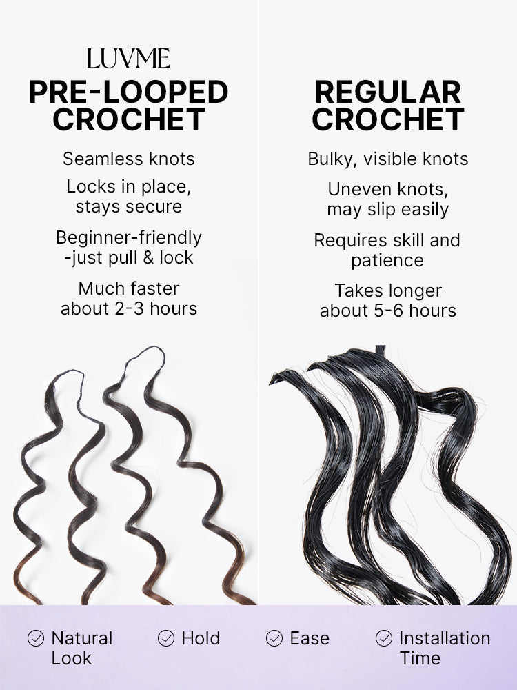 Miracle Knots Colored Crochet Hair Wet and Wavy Ombre | Mix Brown for Boho Braids | Crochet Weaves|  Fulani Braids | Twists Pre-Separated Lightweight Full & Soft Pre-Looped Human Hair Extensions Protective Style