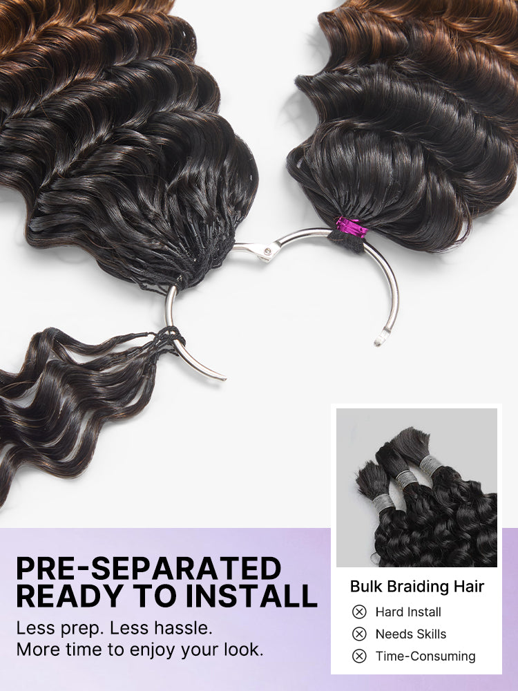 Miracle Knots Colored Crochet Hair Wet and Wavy Ombre | Mix Brown for Boho Braids | Crochet Weaves|  Fulani Braids | Twists Pre-Separated Lightweight Full & Soft Pre-Looped Human Hair Extensions Protective Style