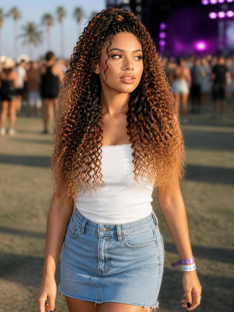Miracle Knots Colored Crochet Hair Wet and Wavy Ombre | Mix Brown for Boho Braids | Crochet Weaves|  Fulani Braids | Twists Pre-Separated Lightweight Full & Soft Pre-Looped Human Hair Extensions Protective Style