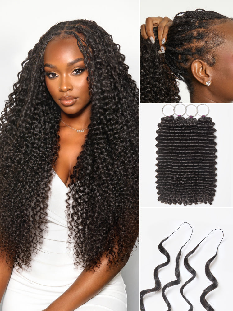 Miracle Knots Colored Crochet Hair Wet and Wavy Ombre | Mix Brown for Boho Braids | Crochet Weaves|  Fulani Braids | Twists Pre-Separated Lightweight Full & Soft Pre-Looped Human Hair Extensions Protective Style