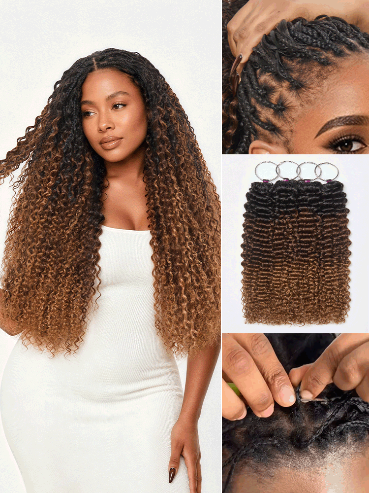 Miracle Knots Colored Crochet Hair Wet and Wavy Ombre | Mix Brown for Boho Braids | Crochet Weaves|  Fulani Braids | Twists Pre-Separated Lightweight Full & Soft Pre-Looped Human Hair Extensions Protective Style