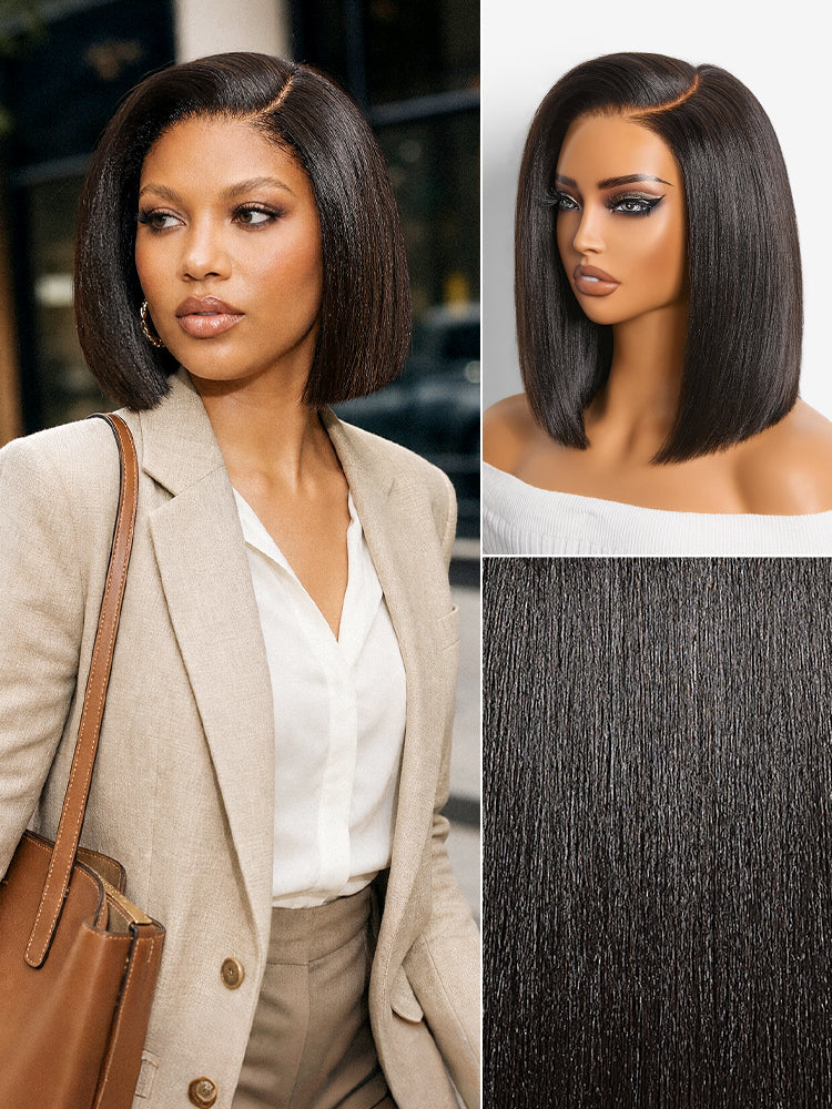 180% Density Sleek Short Bob Minimalist HD Lace Wig Pre-cut Lace All-Day Comfort Cap