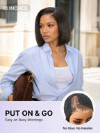 180% Density Sleek Short Bob Minimalist HD Lace Wig Pre-cut Lace All-Day Comfort Cap