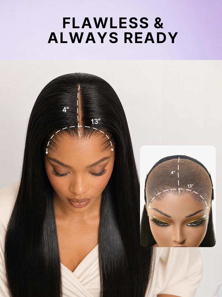 Lagos Hairline Over-Plucked M-Shaped Hairline Natural Looking Silky Straight Human Hair 13×4 Lace Frontal Wig Pre-Cut Lace