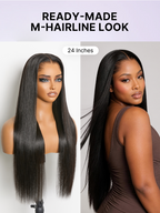 Lagos Hairline Over-Plucked M-Shaped Hairline Natural Looking Silky Straight Human Hair 13×4 Lace Frontal Wig Pre-Cut Lace