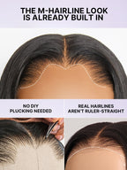 Lagos Hairline Over-Plucked M-Shaped Hairline Natural Looking Silky Straight Human Hair 13×4 Lace Frontal Wig Pre-Cut Lace