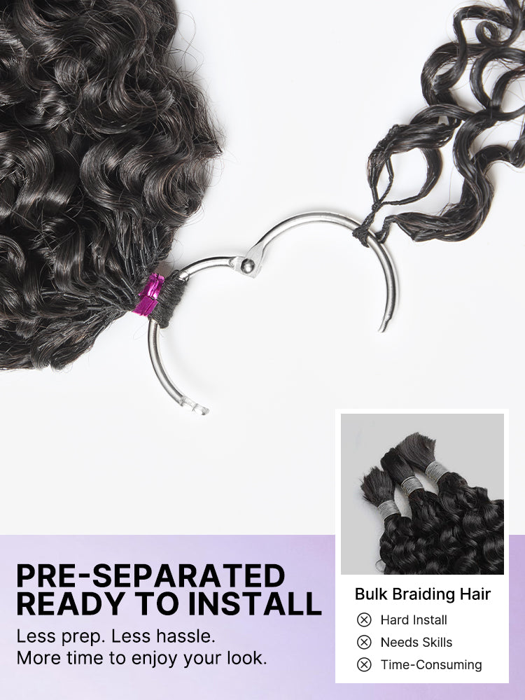 Miracle Knots Crochet Hair Messy Curly for Boho Braids | Crochet Weaves | Fulani Braids | Twists Pre-Separated Lightweight Full & Soft Pre-Looped Human Hair Extensions Protective Style