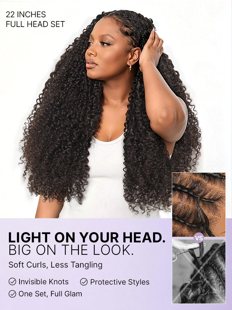 Miracle Knots Crochet Hair Messy Curly for Boho Braids | Crochet Weaves | Fulani Braids | Twists Pre-Separated Lightweight Full & Soft Pre-Looped Human Hair Extensions Protective Style