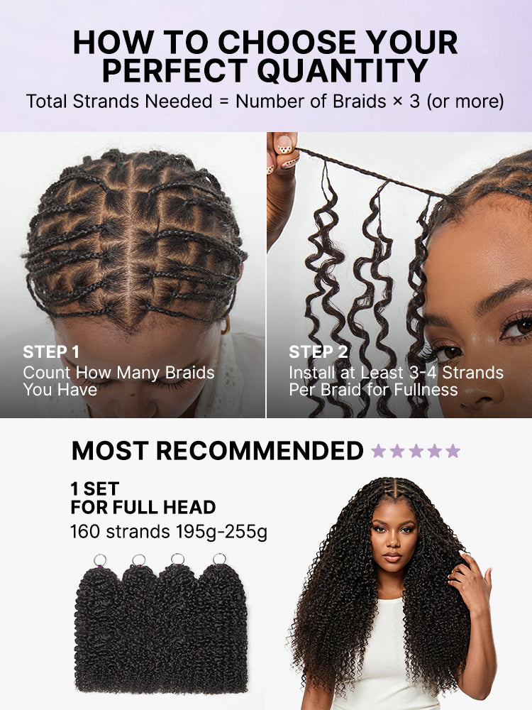 Miracle Knots Crochet Hair Messy Curly for Boho Braids | Crochet Weaves | Fulani Braids | Twists Pre-Separated Lightweight Full & Soft Pre-Looped Human Hair Extensions Protective Style