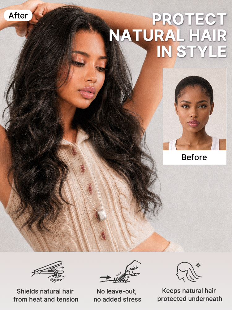 180% Density Light Kinky Straight Butterfly Cut Layered / Kinky Body Wave Glueless 7x6 Closure HD Lace Wig Pre-Cut Lace