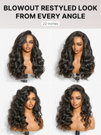 180% Density Light Kinky Straight Butterfly Cut Layered / Kinky Body Wave Glueless 7x6 Closure HD Lace Wig Pre-Cut Lace