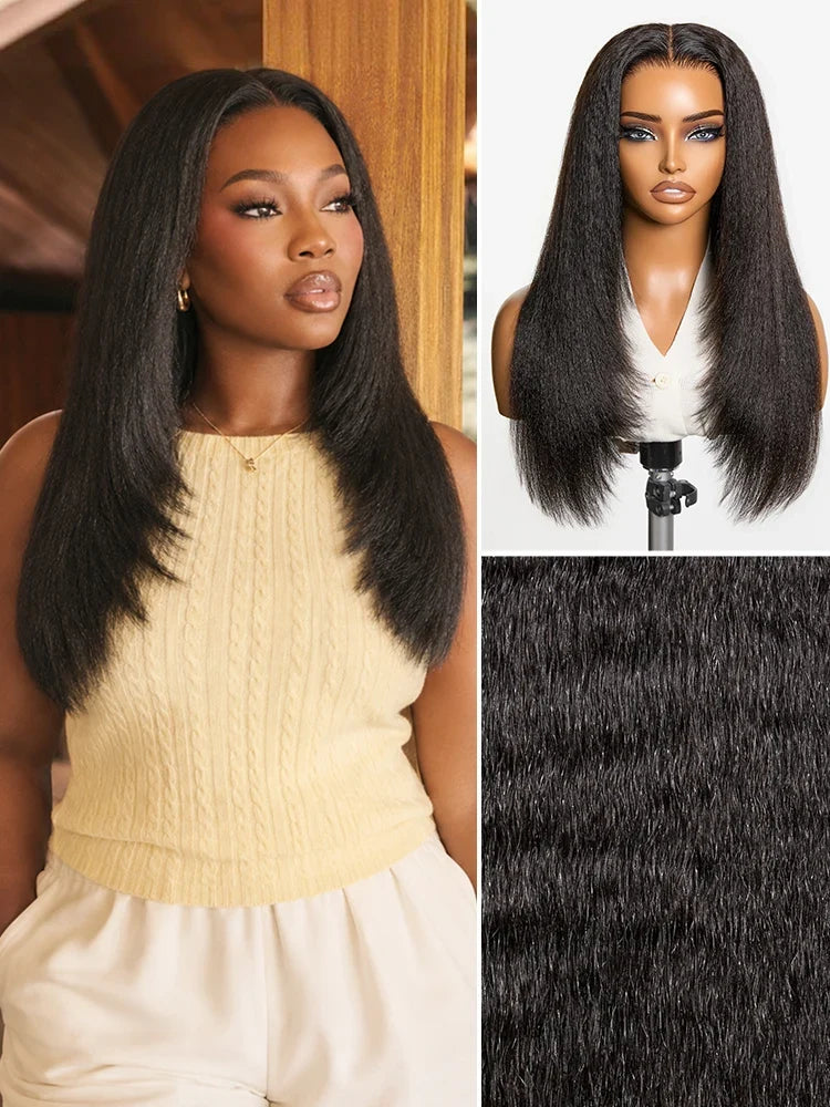 Luvme All-Day Comfort™ Wig 180% / 250% Density Kinky Body Wave / Layered Light Kinky Straight PartingMax Glueless 7x6 Closure HD Lace Wig Pre-Cut Lace