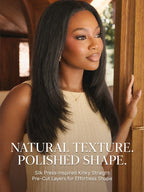 Luvme All-Day Comfort™ Wig 180% / 250% Density Kinky Body Wave / Layered Light Kinky Straight PartingMax Glueless 7x6 Closure HD Lace Wig Pre-Cut Lace