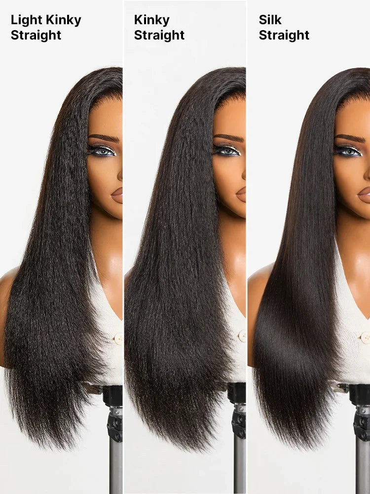 Luvme All-Day Comfort™ Wig 180% / 250% Density Kinky Body Wave / Layered Light Kinky Straight PartingMax Glueless 7x6 Closure HD Lace Wig Pre-Cut Lace